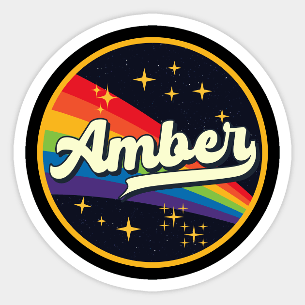 Amber // Rainbow In Space Vintage Style Sticker by LMW Art